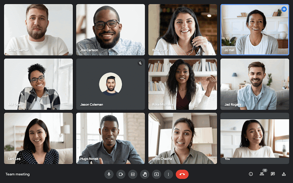 Team video call in Google Meet